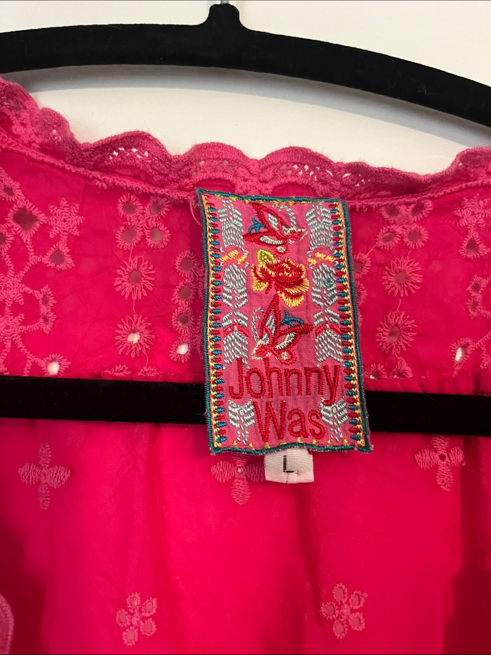 Johnny Was Hot Pink Embroidered V-Neck Tunic - Picture 2 of 5